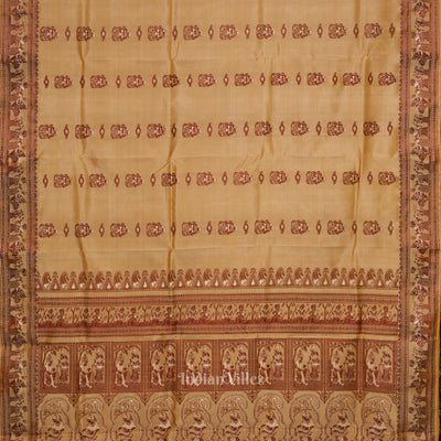 Beige Handwoven Baluchari Silk Saree