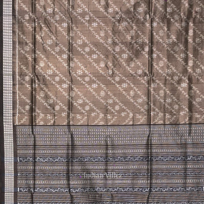 Greige Gray Odisha Handloom Natural Dyed Sambalpuri Silk Saree
