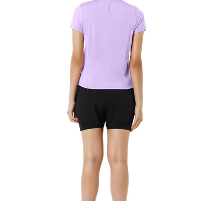 Flaunt Short Sleeve Round Neck Workout T-Shirt - Digital Lavender