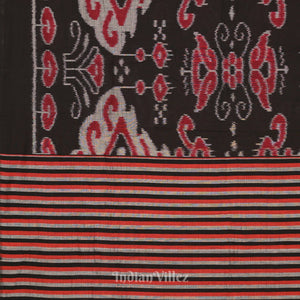 Black With Multicolour Floral Theme Odisha Ikat Sambalpuri Pure Cotton Saree