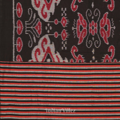 Black With Multicolour Floral Theme Odisha Ikat Sambalpuri Pure Cotton Saree
