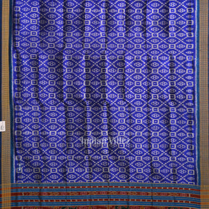 Blue Pasapali Odisha Ikat Pure Sambalpuri Silk Dupatta