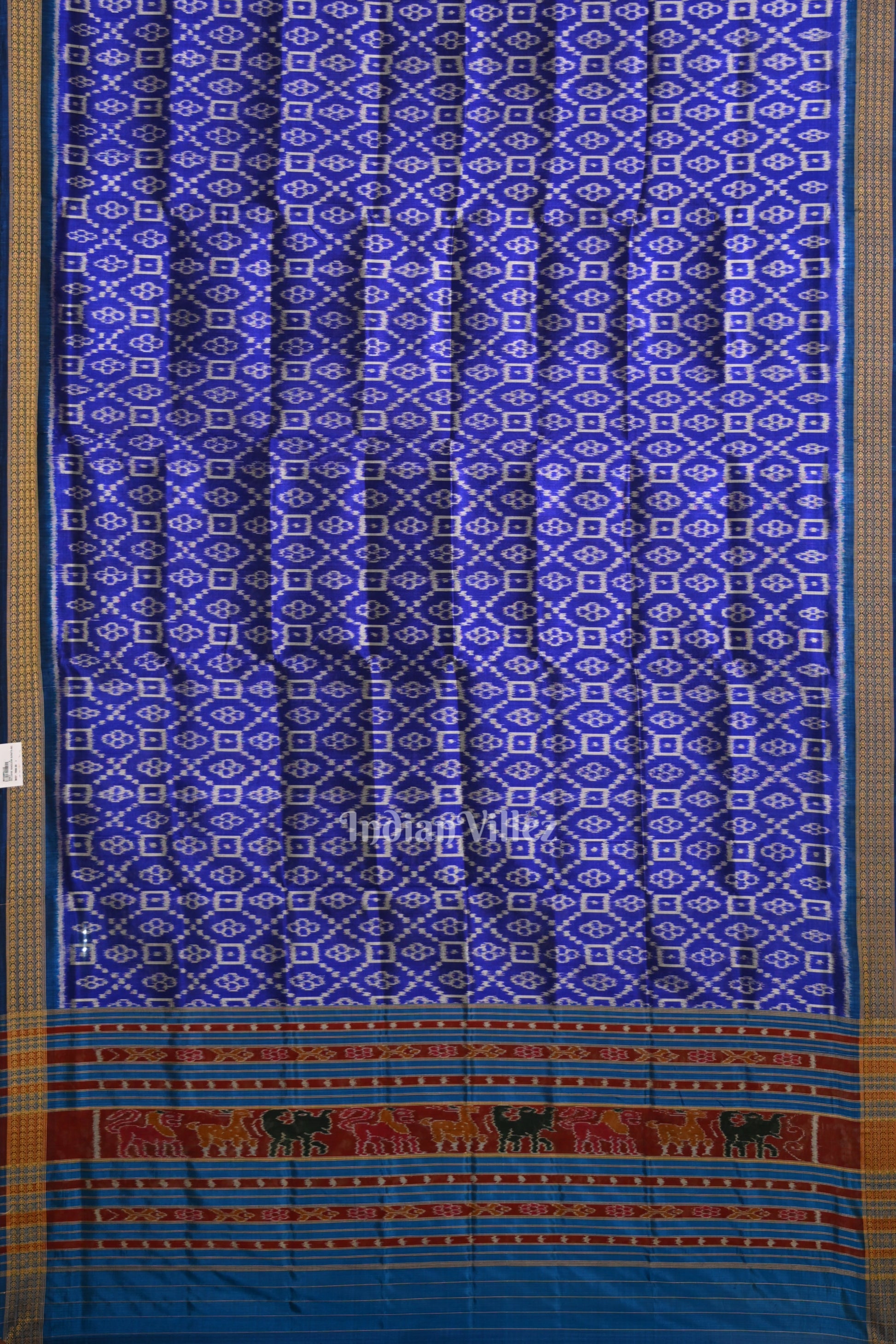 Blue Pasapali Odisha Ikat Pure Sambalpuri Silk Dupatta