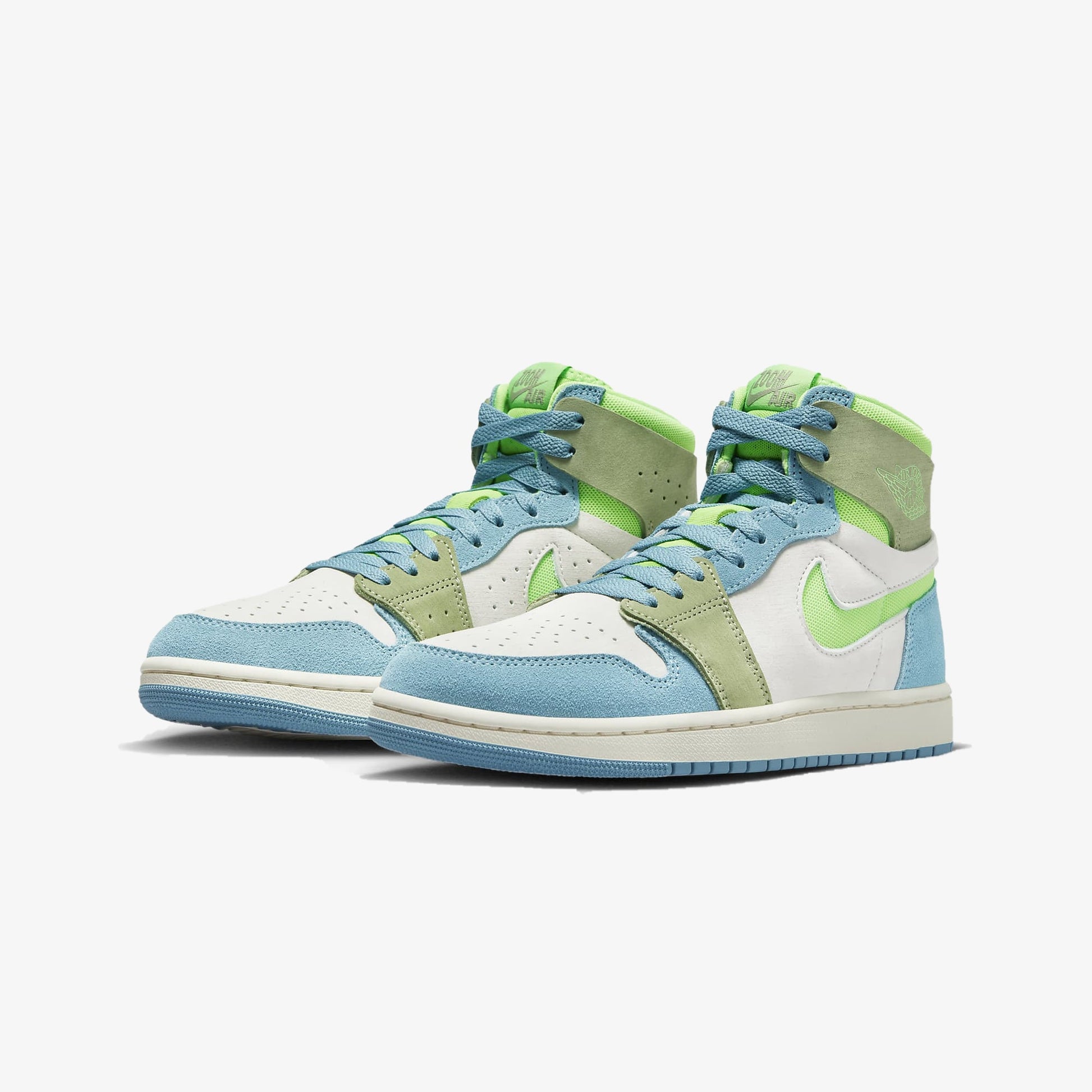 Jordan | AIR JORDAN 1 ZOOM CMFT 2  { CERULEAN/GREEN STRIKE-OIL GREEN-PHANTOM