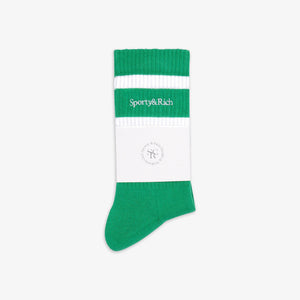 SPORTY & RICH | SERIF LOGO SOCKS { VERDE/WHITE