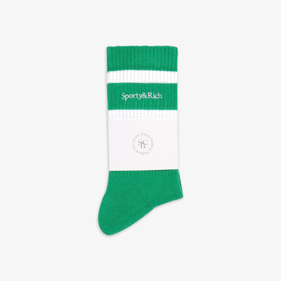 SPORTY & RICH | SERIF LOGO SOCKS { VERDE/WHITE