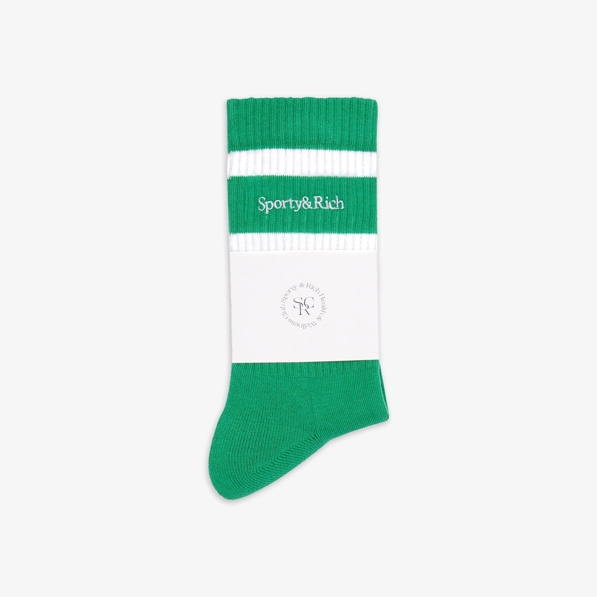 SPORTY & RICH | SERIF LOGO SOCKS { VERDE/WHITE