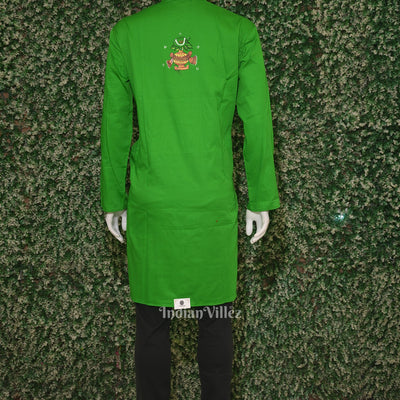 Green Ashoka Theme Hand-Painted Pattachitra Kurta