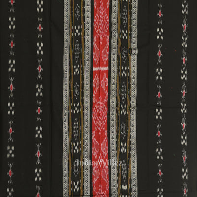 Black Red Pasapali Sambalpuri Cotton Dress set with Dupatta