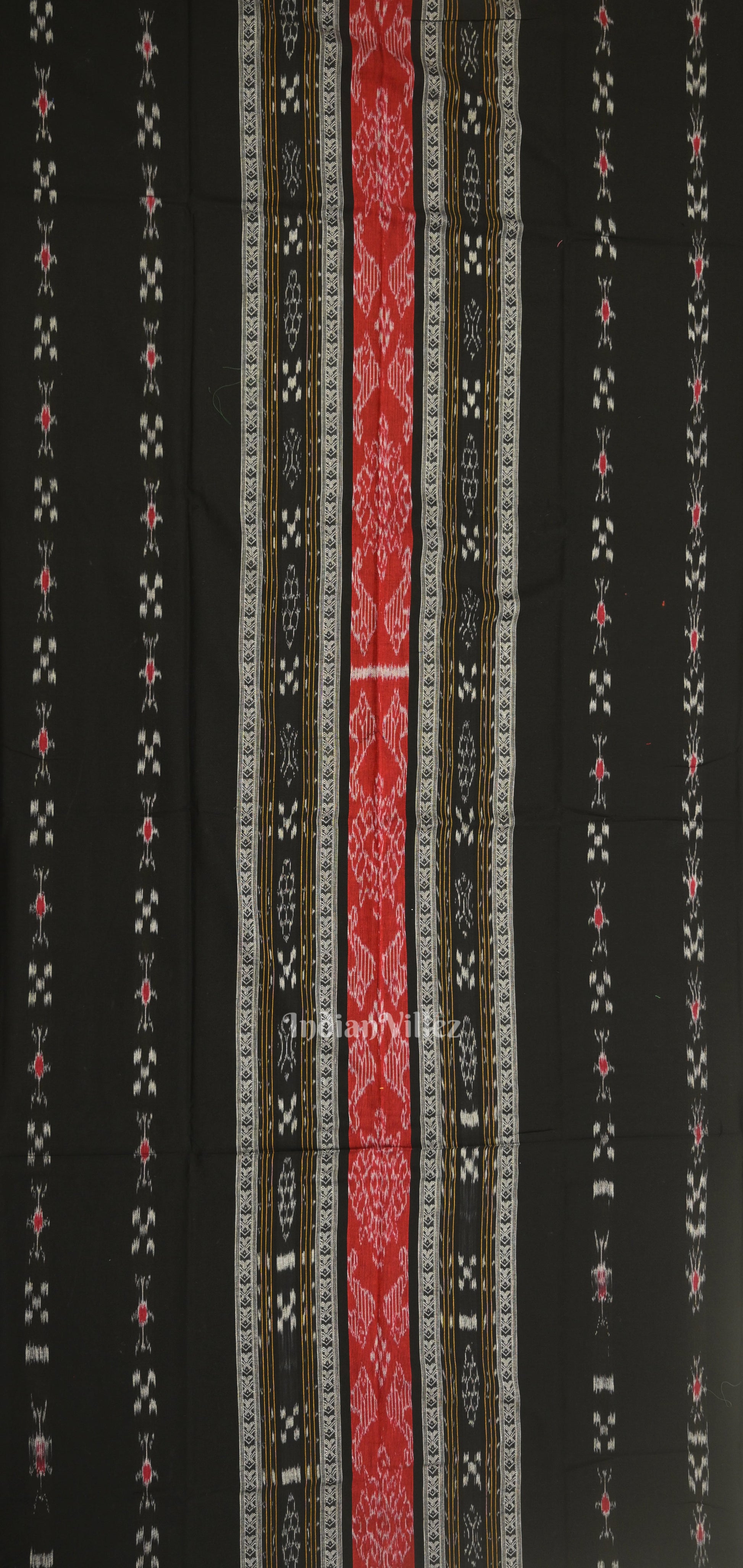Black Red Pasapali Sambalpuri Cotton Dress set with Dupatta
