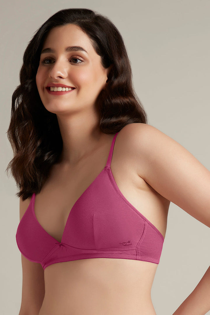 Trendy Plunge Padded Non-Wired Cotton Bra - Malaga