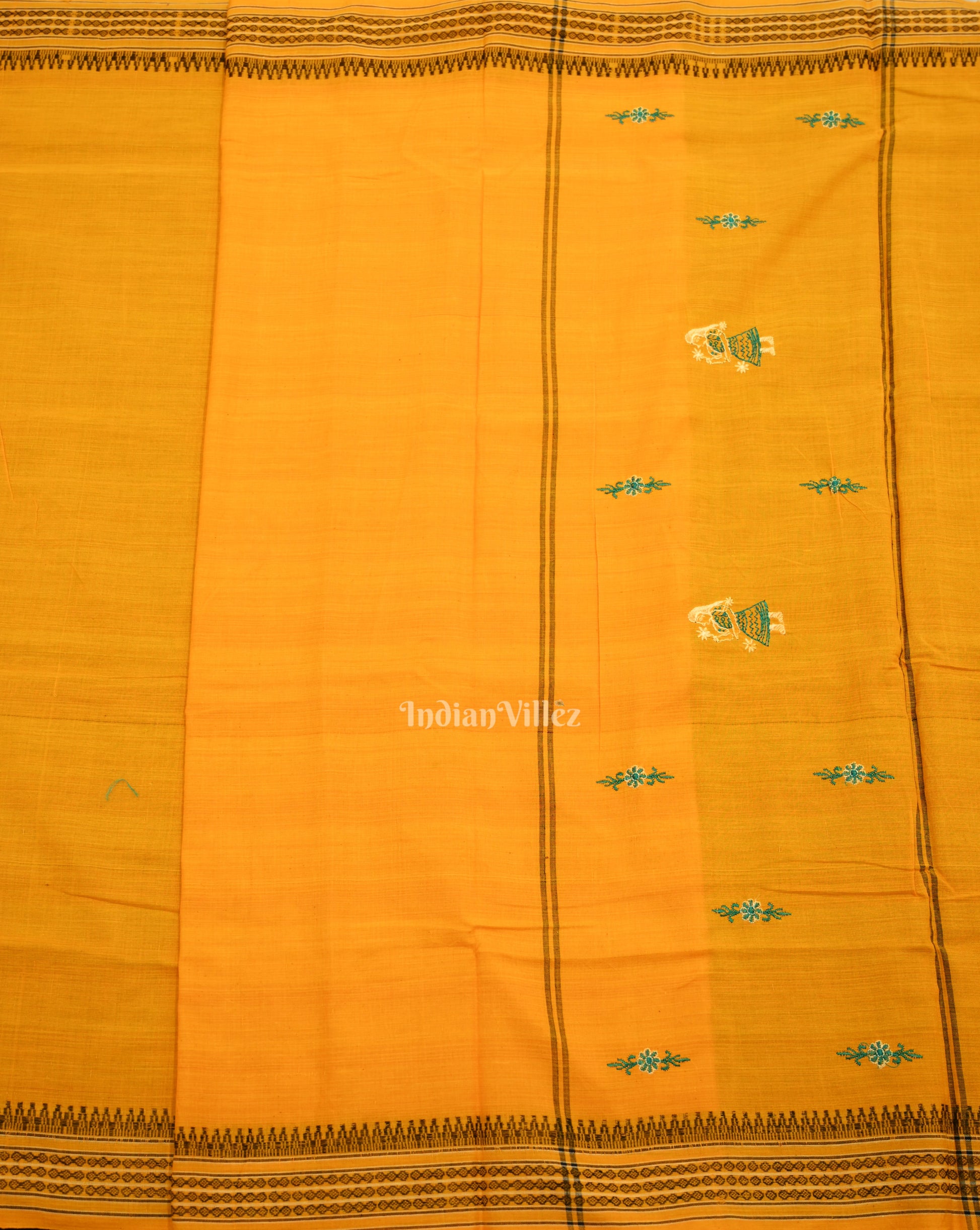 Green Yellow Doll Odisha Ikat Sambalpuri Cotton Dress set with Dupatta