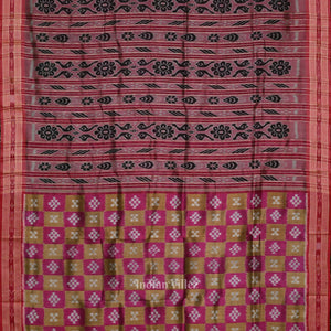 Pink Olive Green Pasapali Patli Odisha Ikat Khandua Silk Saree
