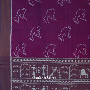 Blueberry Pigeon Odisha Ikat Sambalpuri Pure Cotton Saree