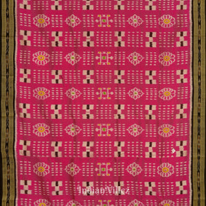 Rani Pink Pasapali Theme Odisha Ikat Khandua Silk Saree