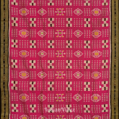 Rani Pink Pasapali Theme Odisha Ikat Khandua Silk Saree