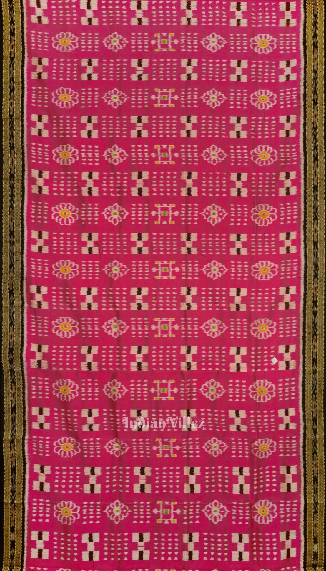 Rani Pink Pasapali Theme Odisha Ikat Khandua Silk Saree