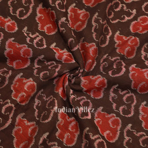 Chocolate Brown  Sambalpuri Odisha Ikat Cotton Fabric
