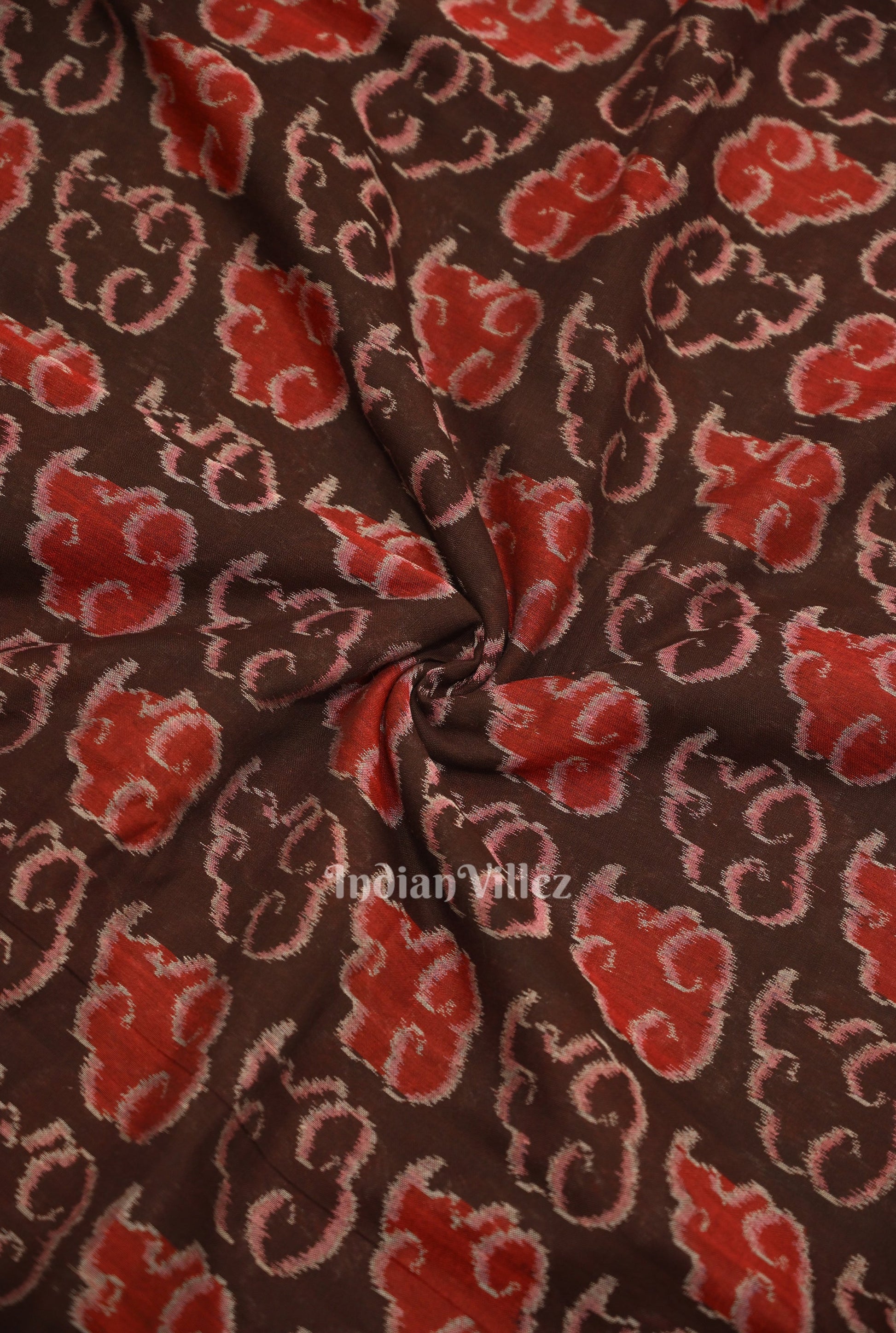 Chocolate Brown  Sambalpuri Odisha Ikat Cotton Fabric