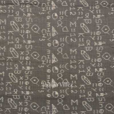 Ash Gray Geometry Theme Odisha Ikat Sambalpuri Cotton Fabric