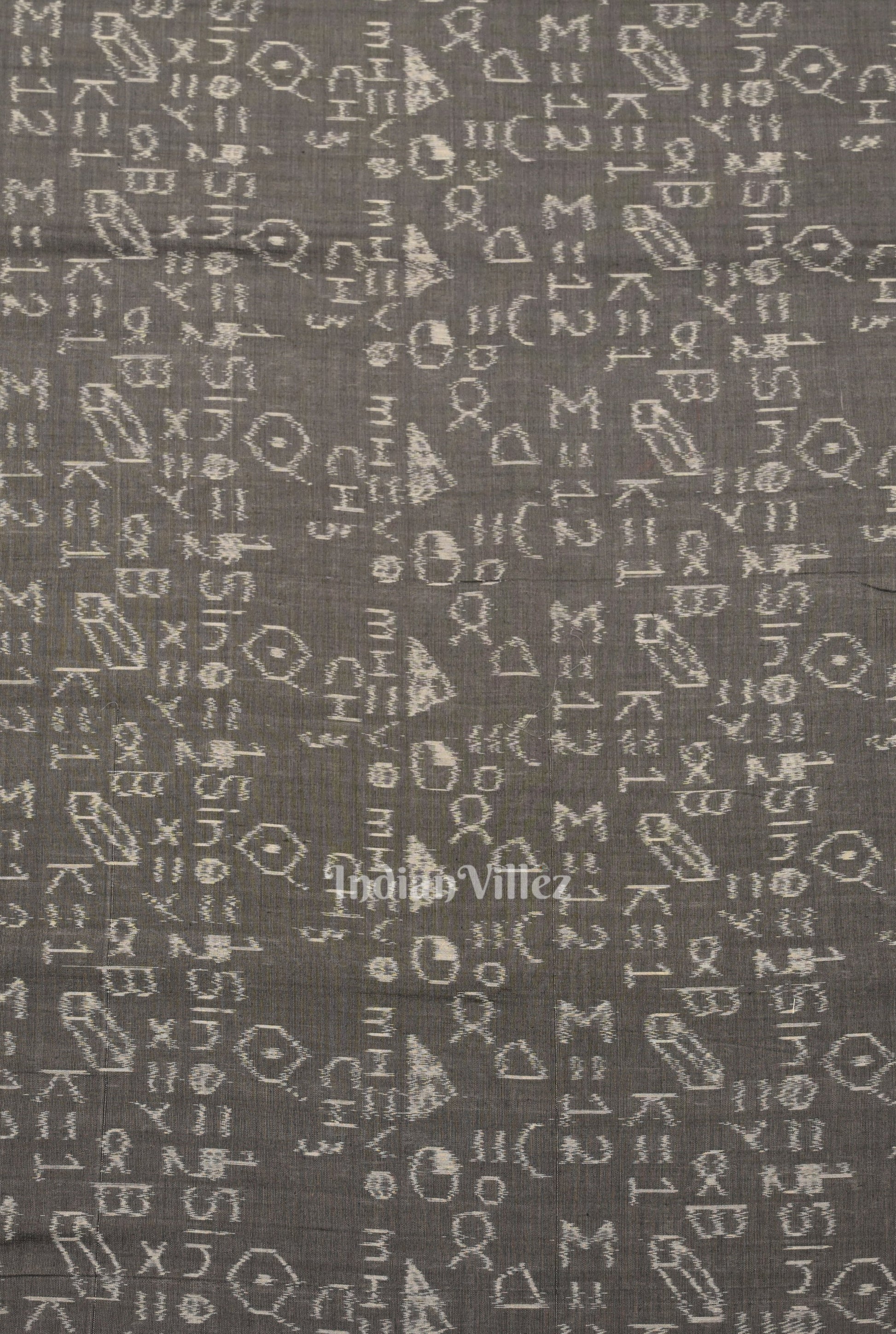 Ash Gray Geometry Theme Odisha Ikat Sambalpuri Cotton Fabric