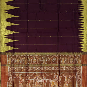 Coffee with Golden Phoda Kumbha Sambalpuri Silk Saree with Zari (Tissue)