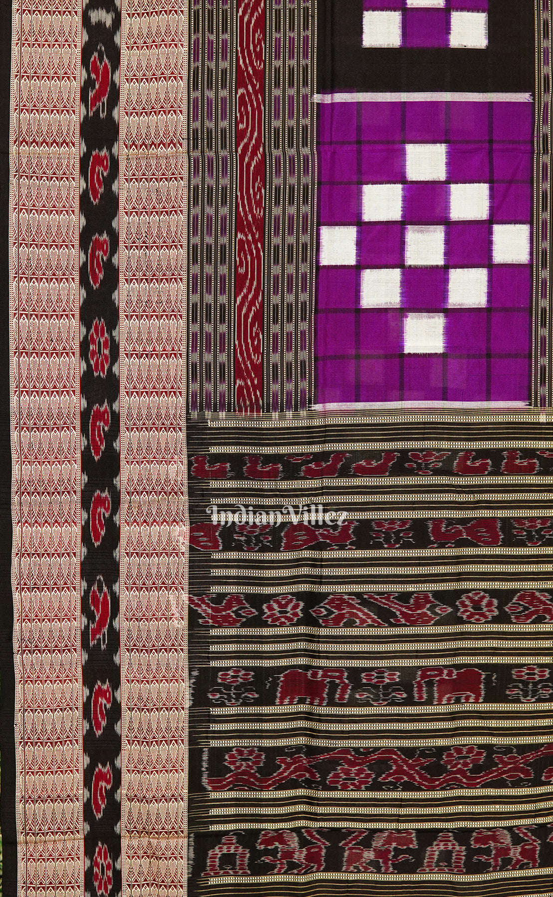 Black Pasapalli Sambalpuri Ikat Silk Saree with Bichitrapuri Border