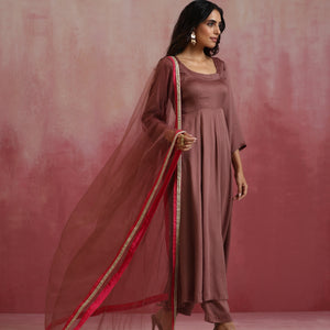 trueBrowns Brown Modal Anarkali Kurta Set