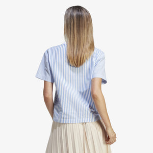 Adidas Originals | PREMIUM ESSENTIALS POPLIN TEE  { WHITE/BLUE