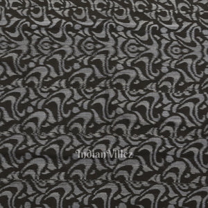 Black Silver Floral Motif Sambalpuri Odisha Ikat Cotton Fabric