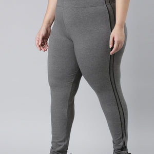 Women Solid Antra Melanges Side Stripe Active Leggings