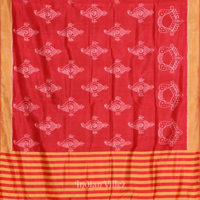 Red Mustard Yellow Sankha Contemporary Silk Saree