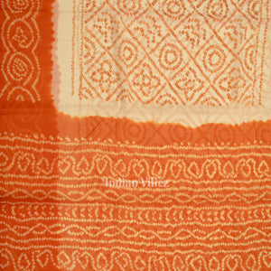 White Orange Khaddi Georgette Banarasi Bandhani Saree