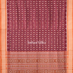 Dark Maroon Odisha Ikat Sambalpuri Pure Cotton Saree