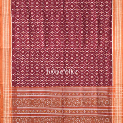 Dark Maroon Odisha Ikat Sambalpuri Pure Cotton Saree