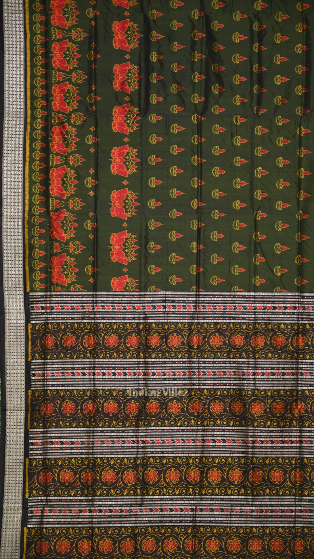 Moss Green Diwali Theme Odisha Handloom Sambalpuri Silk Saree