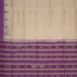 Beige Lavender Hazar Buti Bomkai Tussar Silk Saree with Sarabandha Anchal