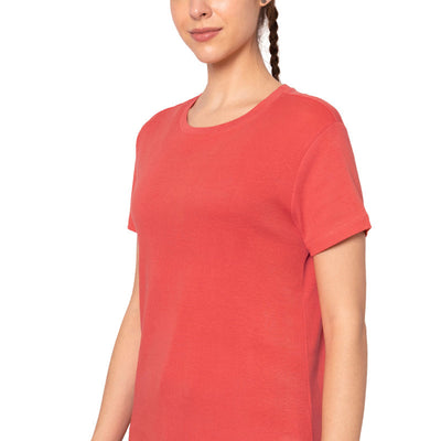 Essential Basic Short Sleeve Round Neck T-Shirt - Cayenne