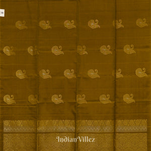 Golden Brown Pure Kanjivaram Soft Silk Saree