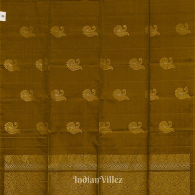 Golden Brown Pure Kanjivaram Soft Silk Saree