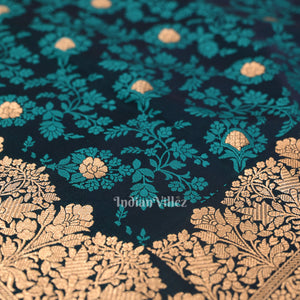 Exclusive Dark Blue Soft Pure Mashru Satin Silk Banarasi Saree