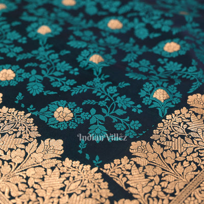 Exclusive Dark Blue Soft Pure Mashru Satin Silk Banarasi Saree