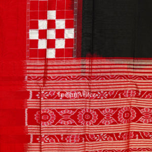 Black With Red Sambalpuri Pasapalli Theme Ikat Sambalpuri Silk Saree