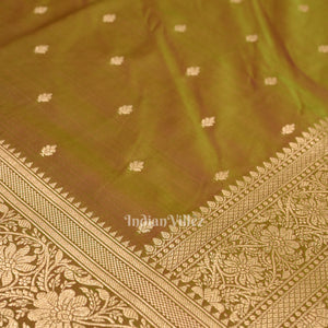 Parrot Green Mashru Satin Silk Banarasi Saree