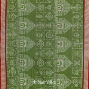 Green Dual Tone Odisha Ikat Konark Theme Sambalpuri Silk Saree