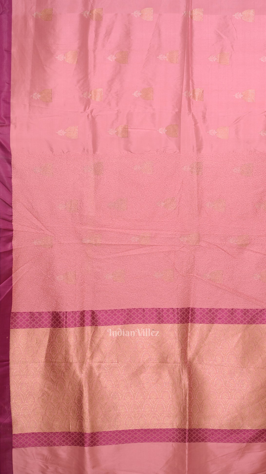 Light Pink with Violet Border Banarasi Katan Silk Saree