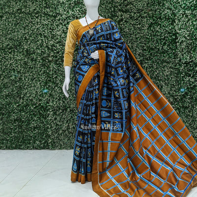 Black Cupper Sulphate Nabakothi Contemporary Silk Saree