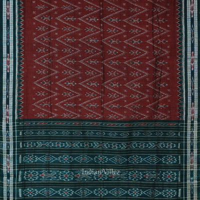 Maroon Green Mayur Chandrika Maniabandha Cotton Saree