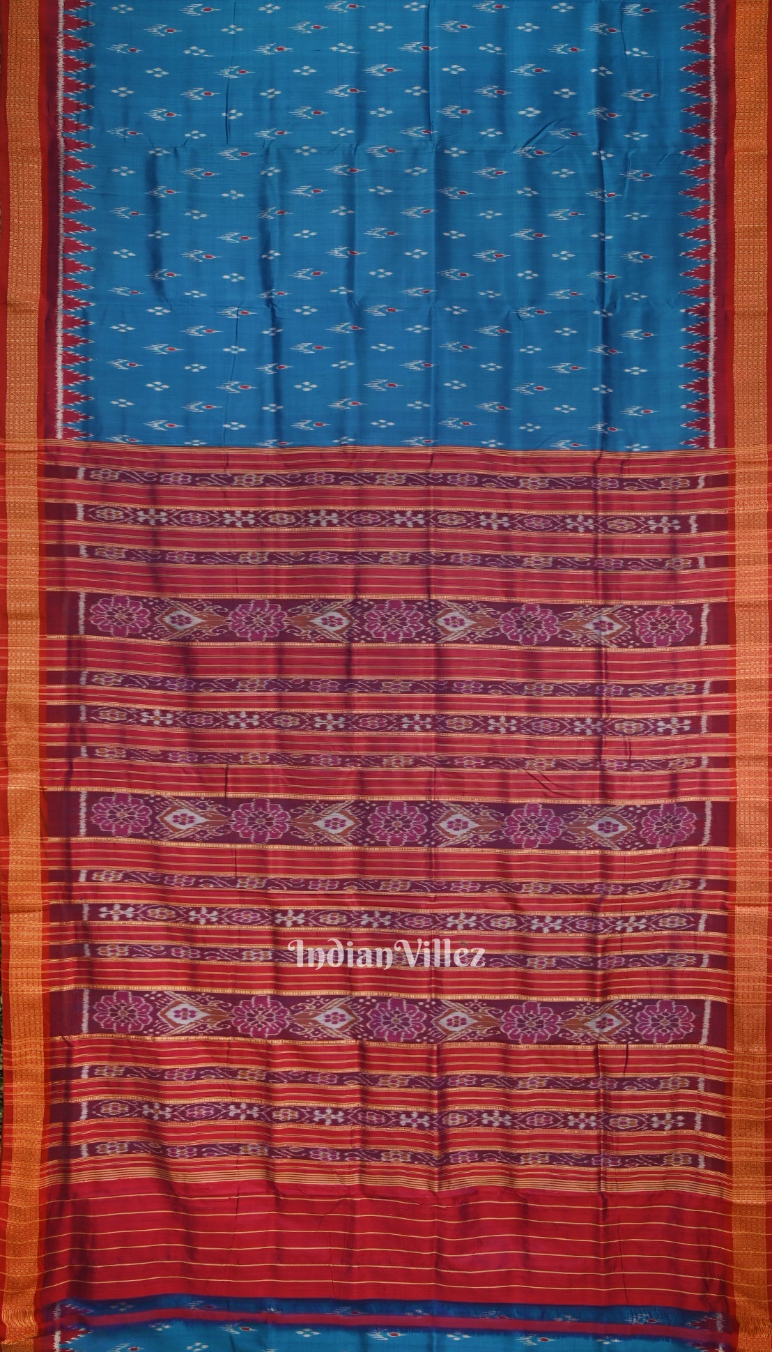 Cupper Sulphate Mayur Chandrika Odisha Ikat Khandua Silk Saree
