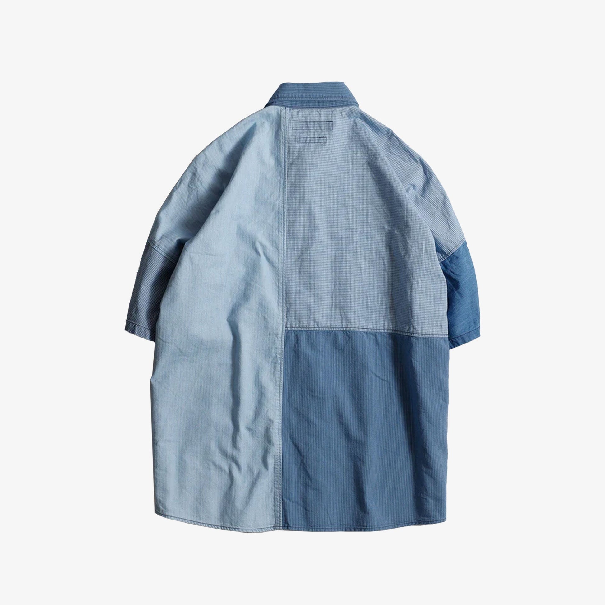 FDMTL | PATCHWORK S/S SHIRT 3YR WASH  { INDIGO